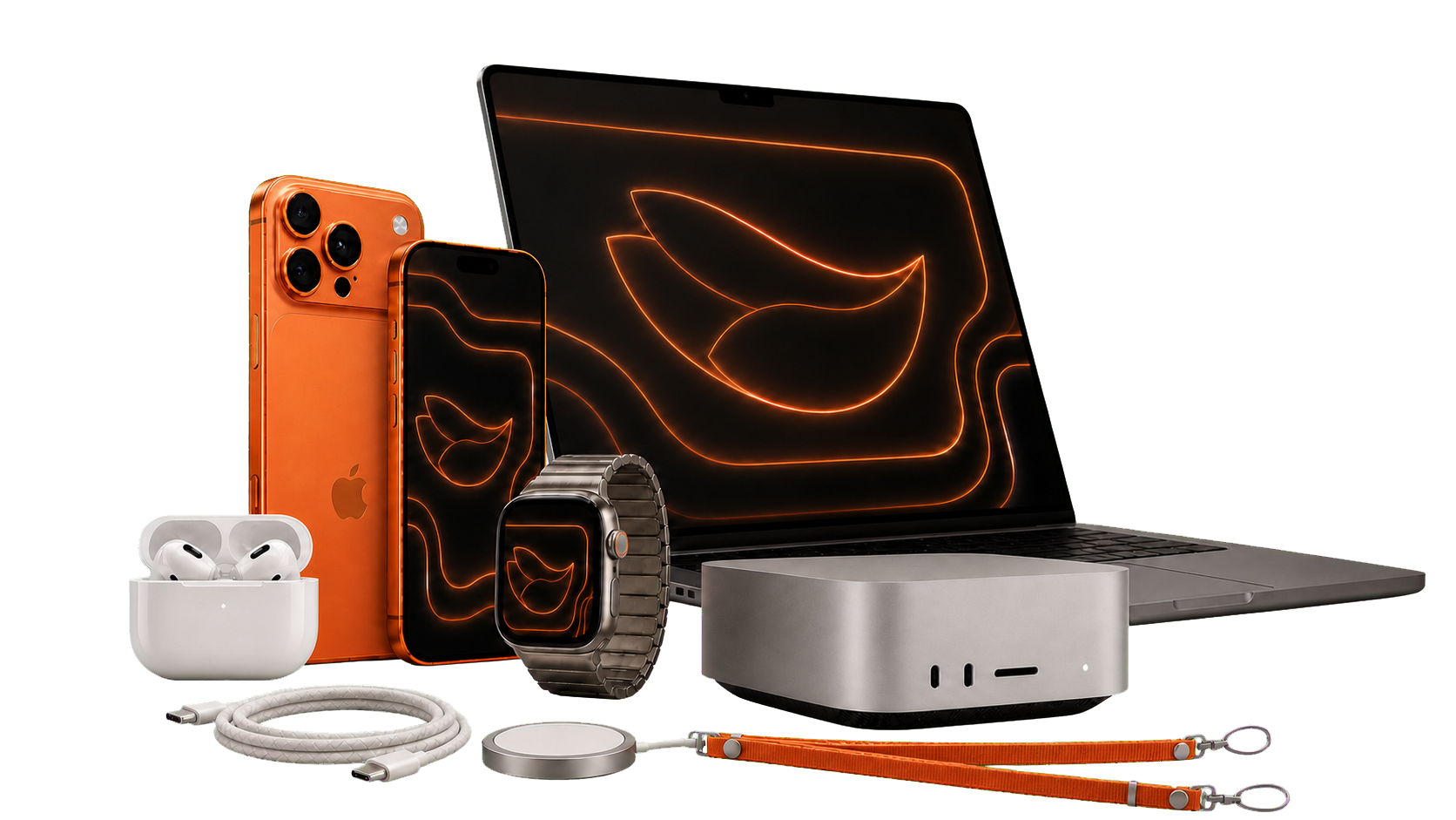 MacBook Pro, iPhone 17 Pro Max, AirPods Pro, Apple Watch и Mac Studio